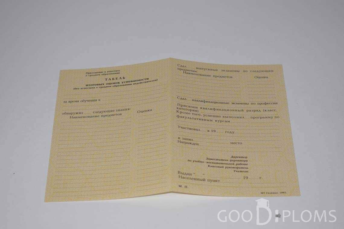 Приложение к Аттестату За 10 Класс период выдачи 1990-1993 -  Житомир