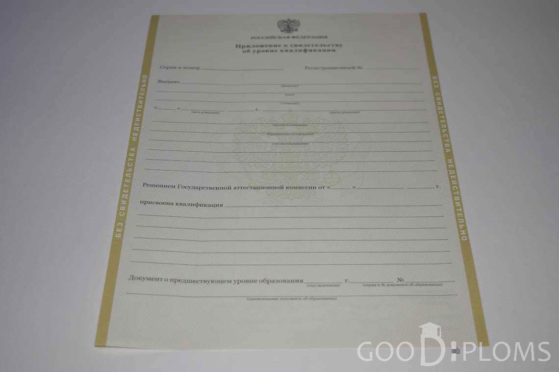 Приложение к Свидетельству об Уровне Квалификации период выдачи 2011-2020 -  Житомир