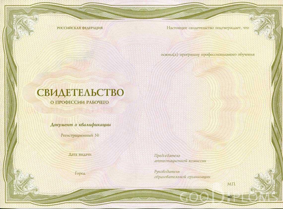Свидетельство о Профессии Рабочего период выдачи 1999-2020 -  Житомир