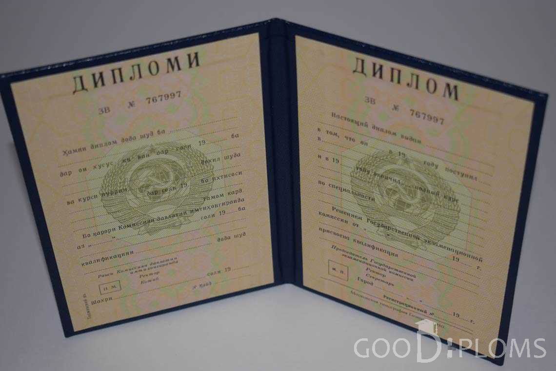 Диплом Вуза СССР Таджикистан  период выдачи 1975-1996 -  Житомир