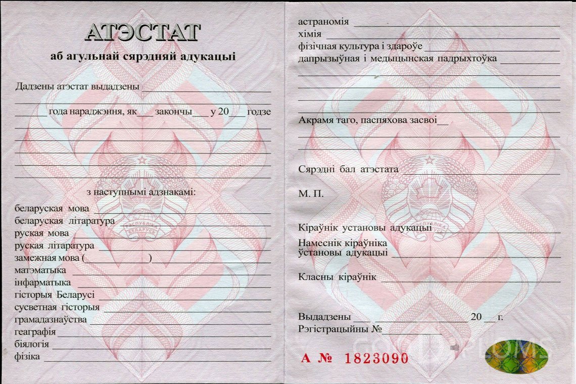 Белорусский аттестат за 11 класс - Житомир
